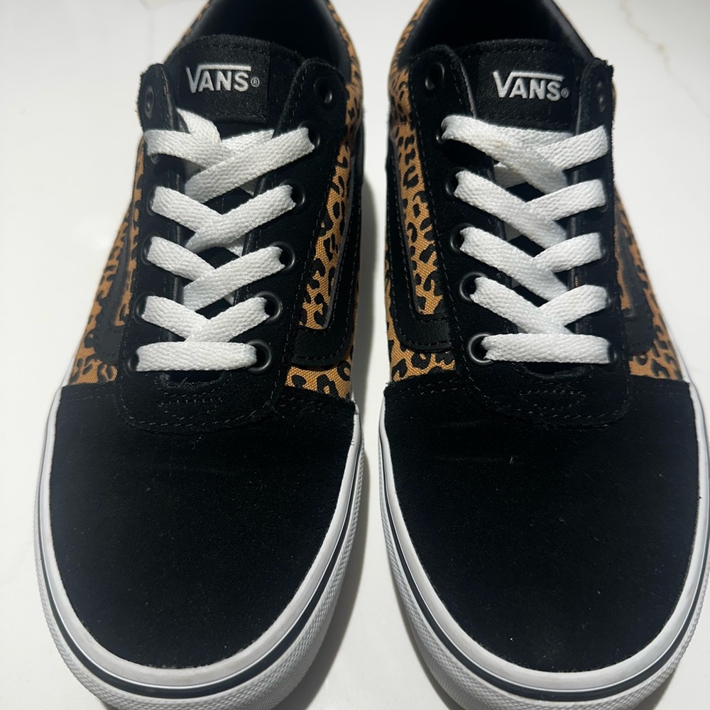 Vans Black and Leopard Pattern Sneakers - Picture 3 of 7